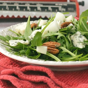 Salade van peer, roquefort en pecannoten